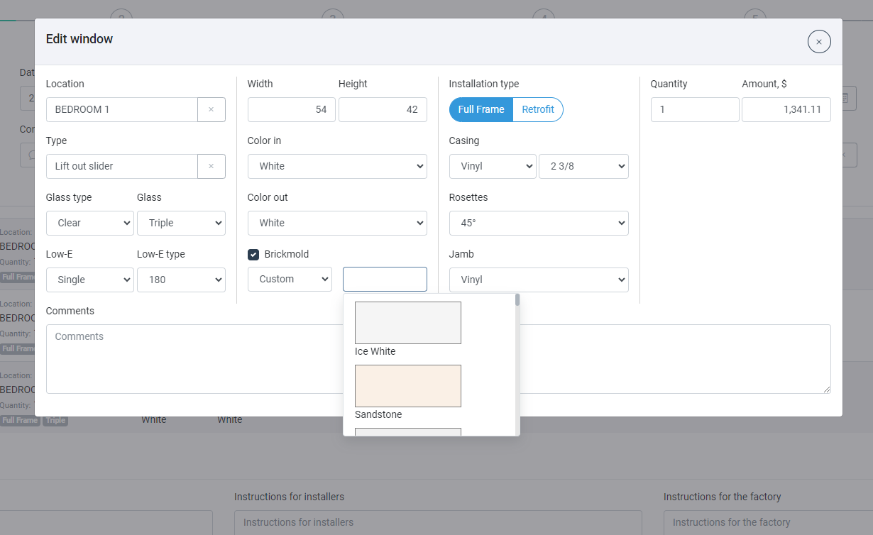 Windows and Doors auto generated workorder