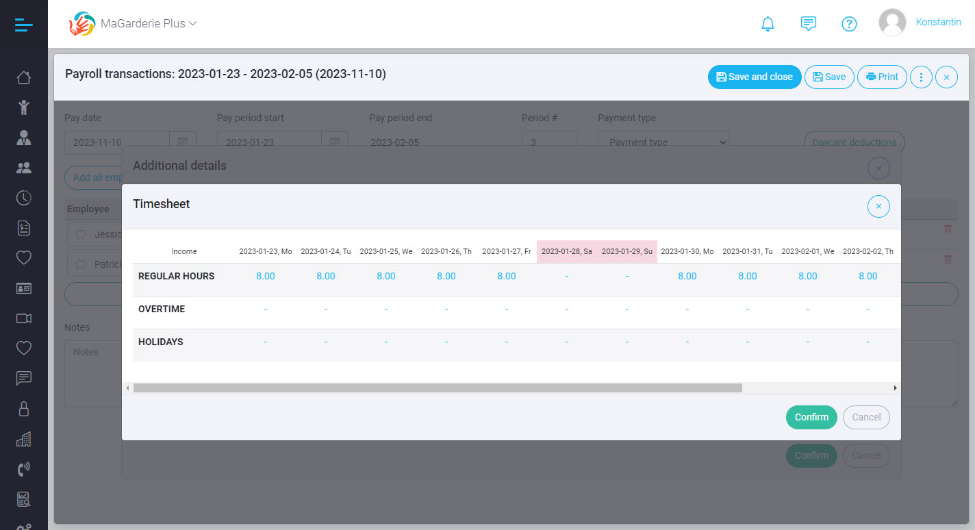 More useful features have been added to the payroll calculation module of the MaGarderie Plus application.