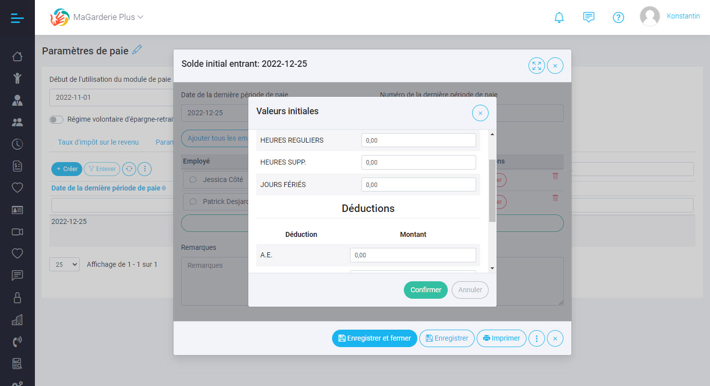 MaGarderie Plus payroll module update.