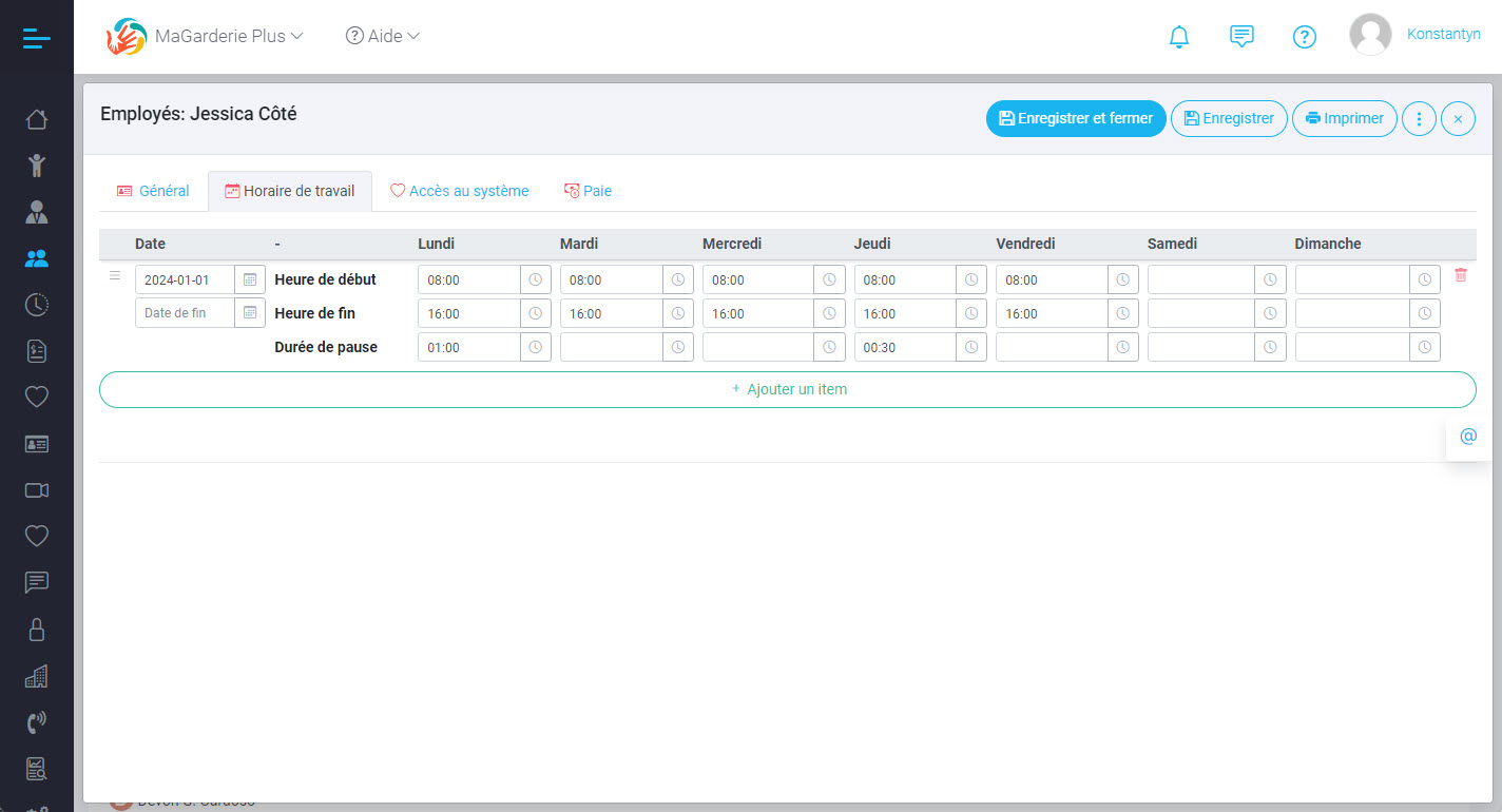 Employee time management has reached a new level with our MaGarderie Plus application.