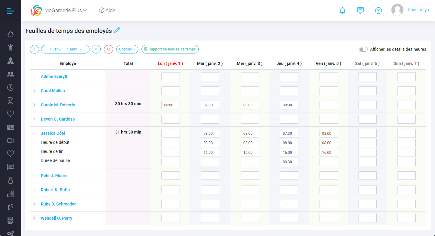 Employee time management has reached a new level with our MaGarderie Plus application.